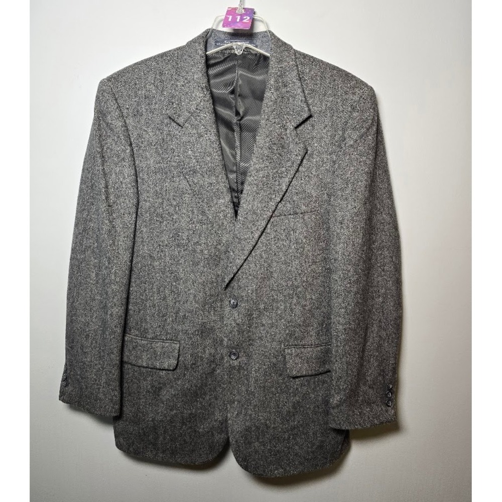 Bert Pulitzer Mens Blazer Gray Herringbone Wool Camel Hair Blend Size Size 44R